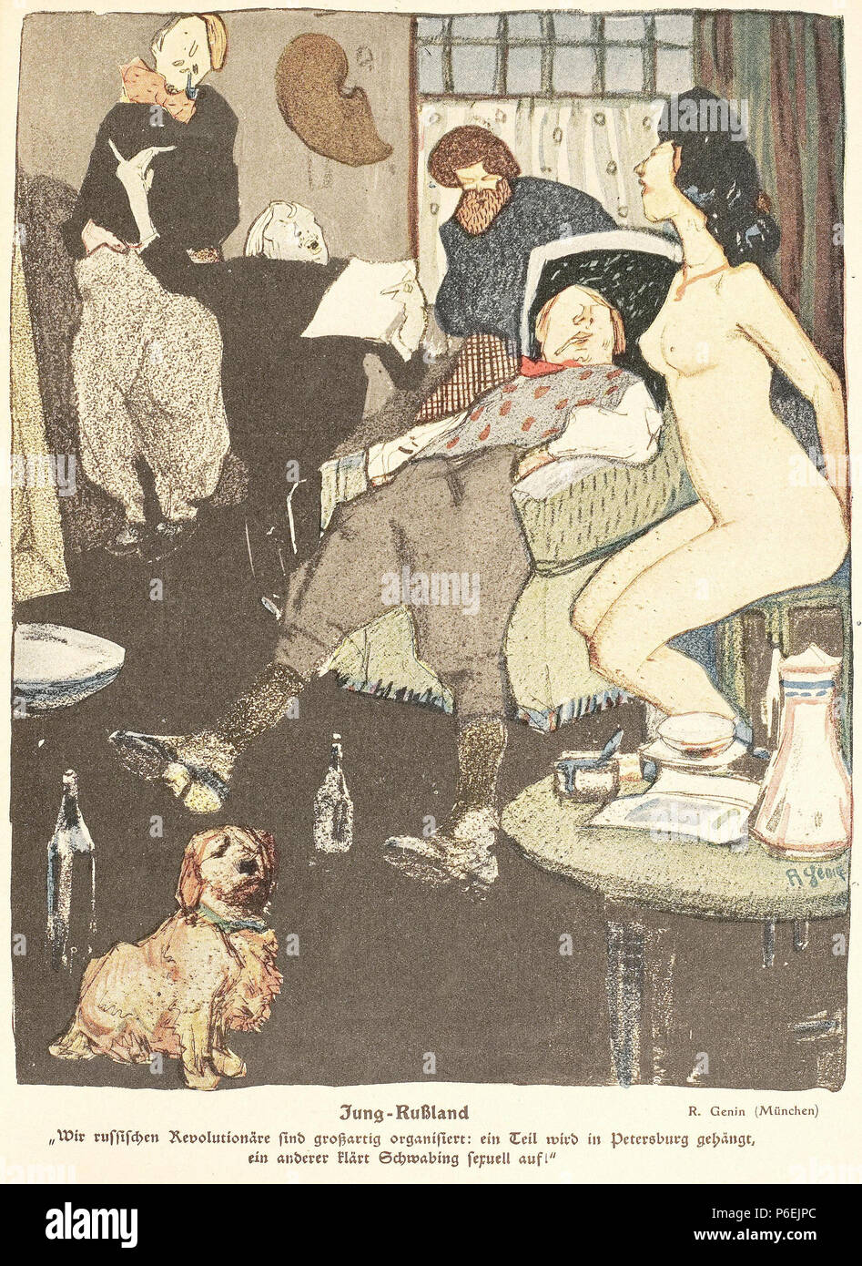 83 Молодая Россия. Карикатура журнала из "Jugend", 1908 г., №44 Stockfoto