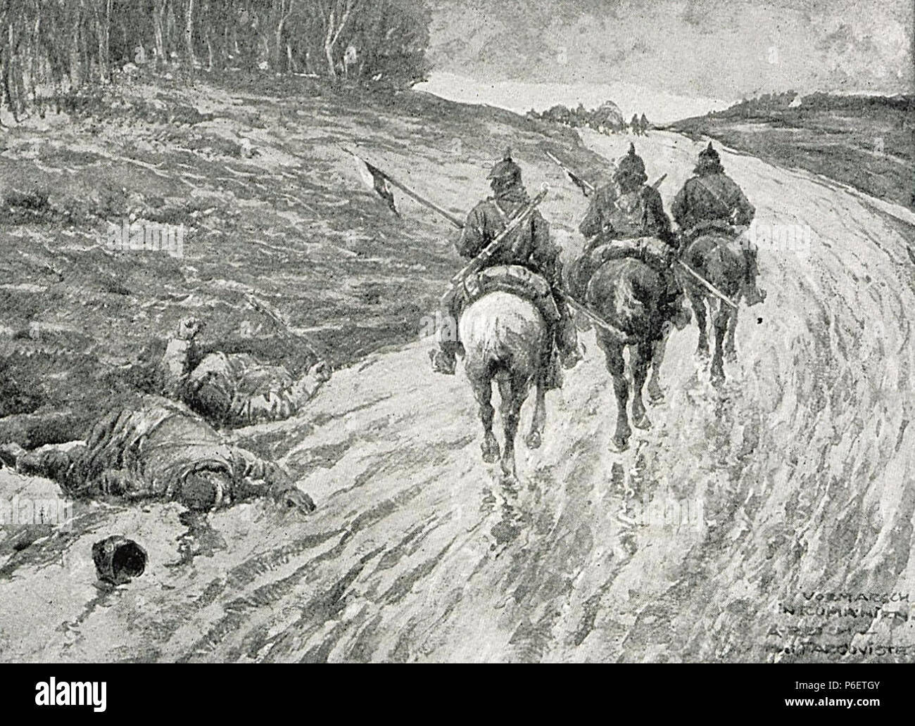 . Foto 1916 - Albert Reich - Dambovita, cavalerie Germana im urmarirea trupelor Romane, langa Targoviste p46.jpg zwischen 1916 und 1917 1 1916 - Albert Reich - Dambovita, cavalerie Germana im urmarirea trupelor Romane, langa Targoviste p46 Stockfoto