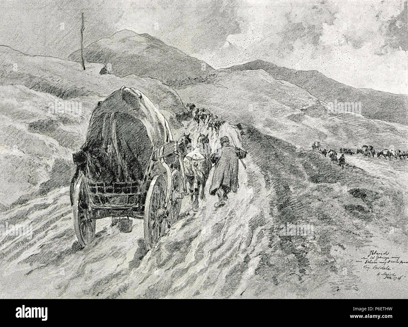 1 1916 - Albert Reich - Batalia de la Ramnicu Sarat, spre-vârful Spidele p60 Stockfoto