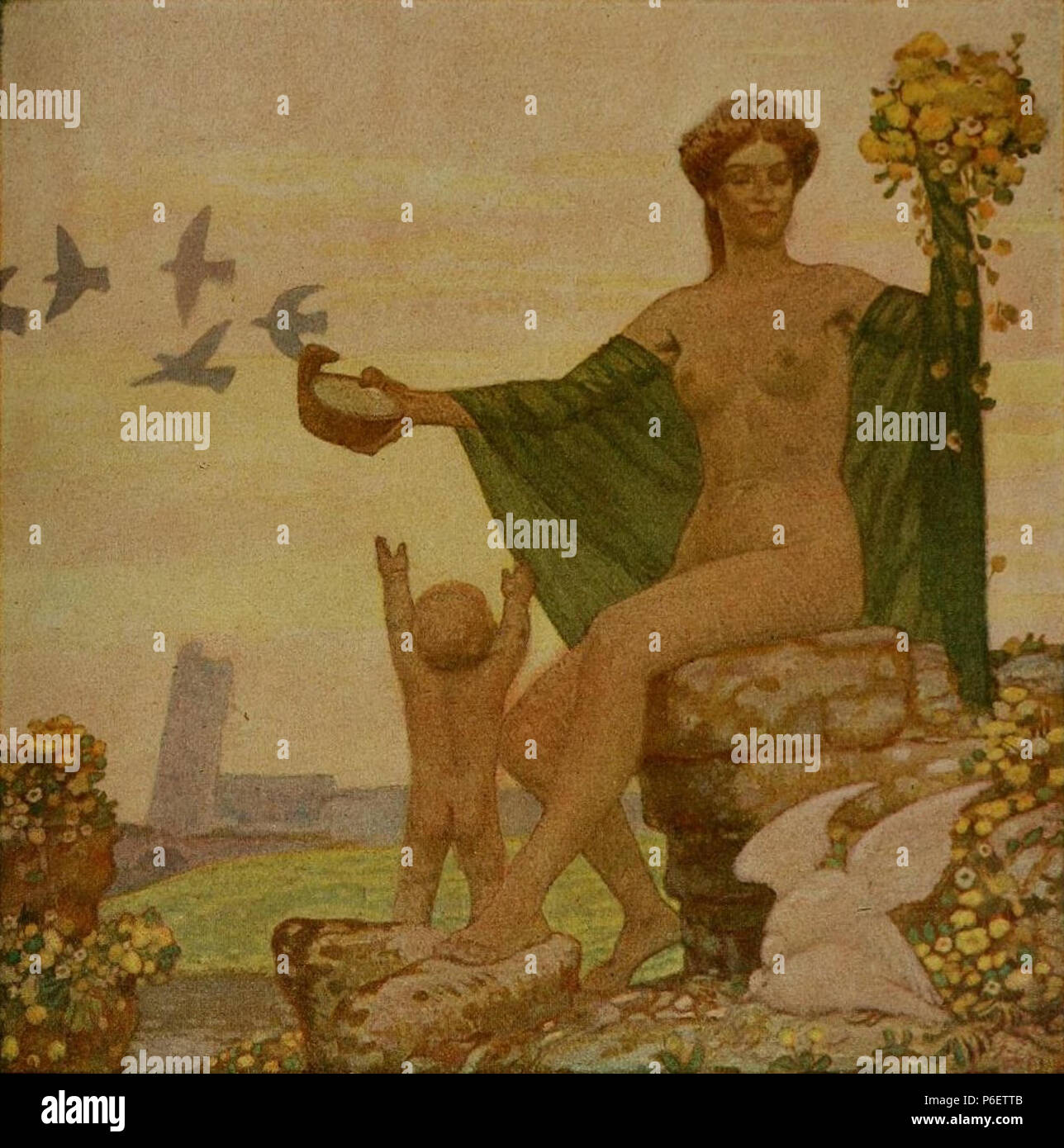 49 Fritz Erler-Erde. Wandbild im Musiksaal des Hauses Brakl in München, 1908 Stockfoto