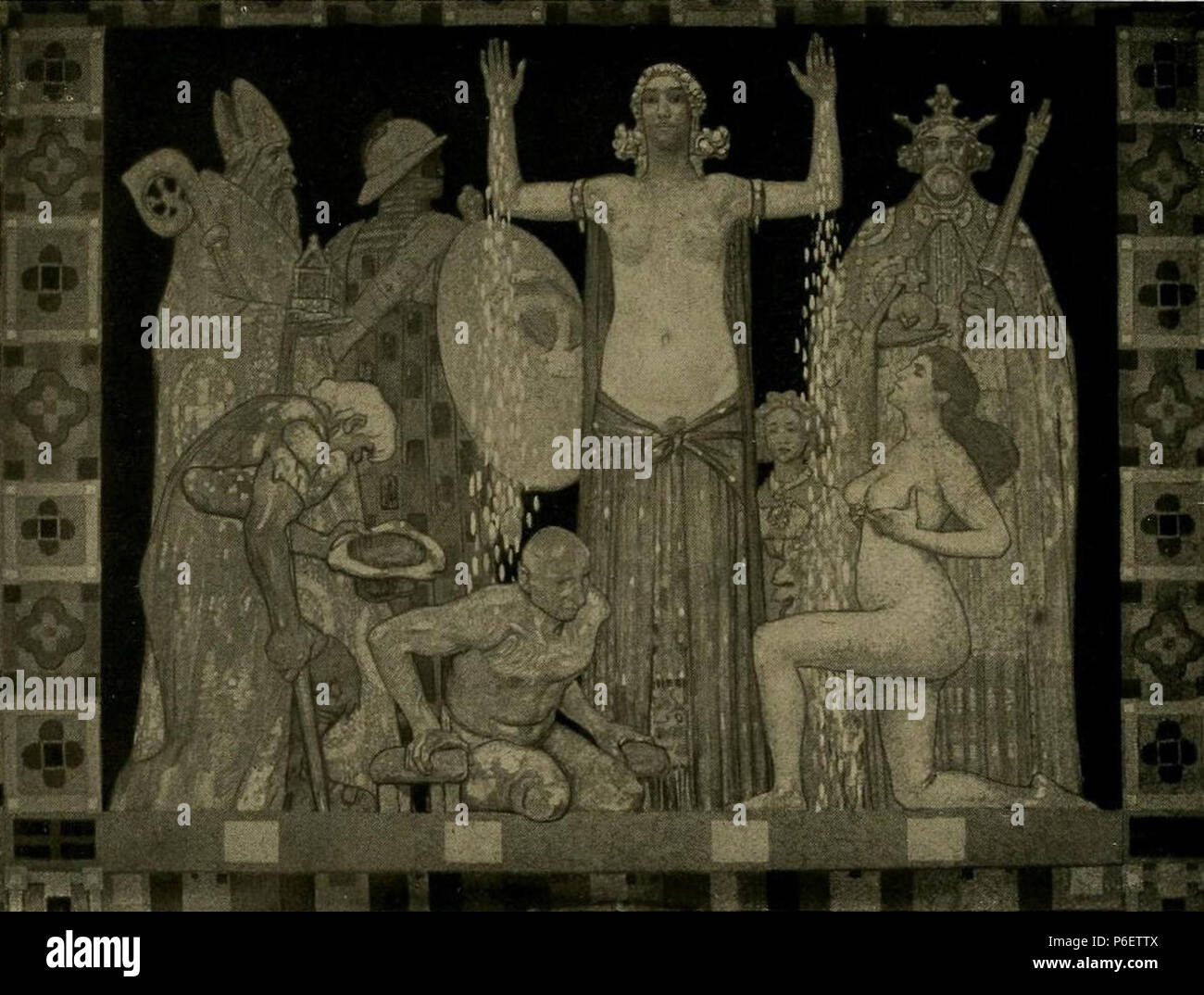 49 Fritz Erler - Gold. Wandgemälde auf der Ausstellung München 1908 Stockfoto