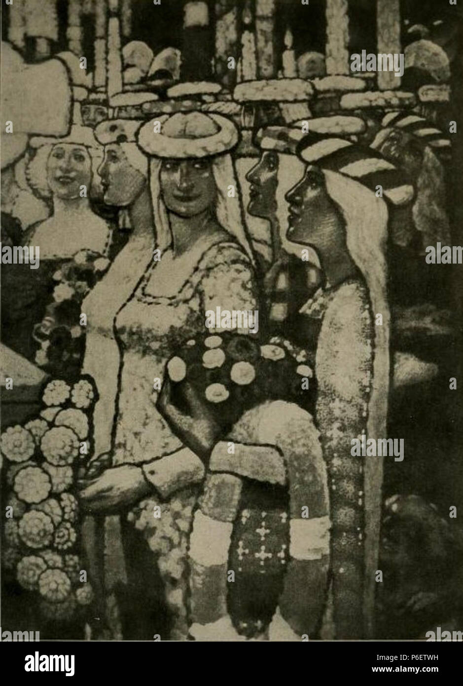 Fritz Erler - Ausschnitt aus den Wandbildern im Festsaal des Neuen Rathauses in Hannover, 1913. 1913 49 Fritz Erler - Ausschnitt aus den Wandbildern im Festsaal des Neuen Rathauses in Hannover, 1913 (7) Stockfoto