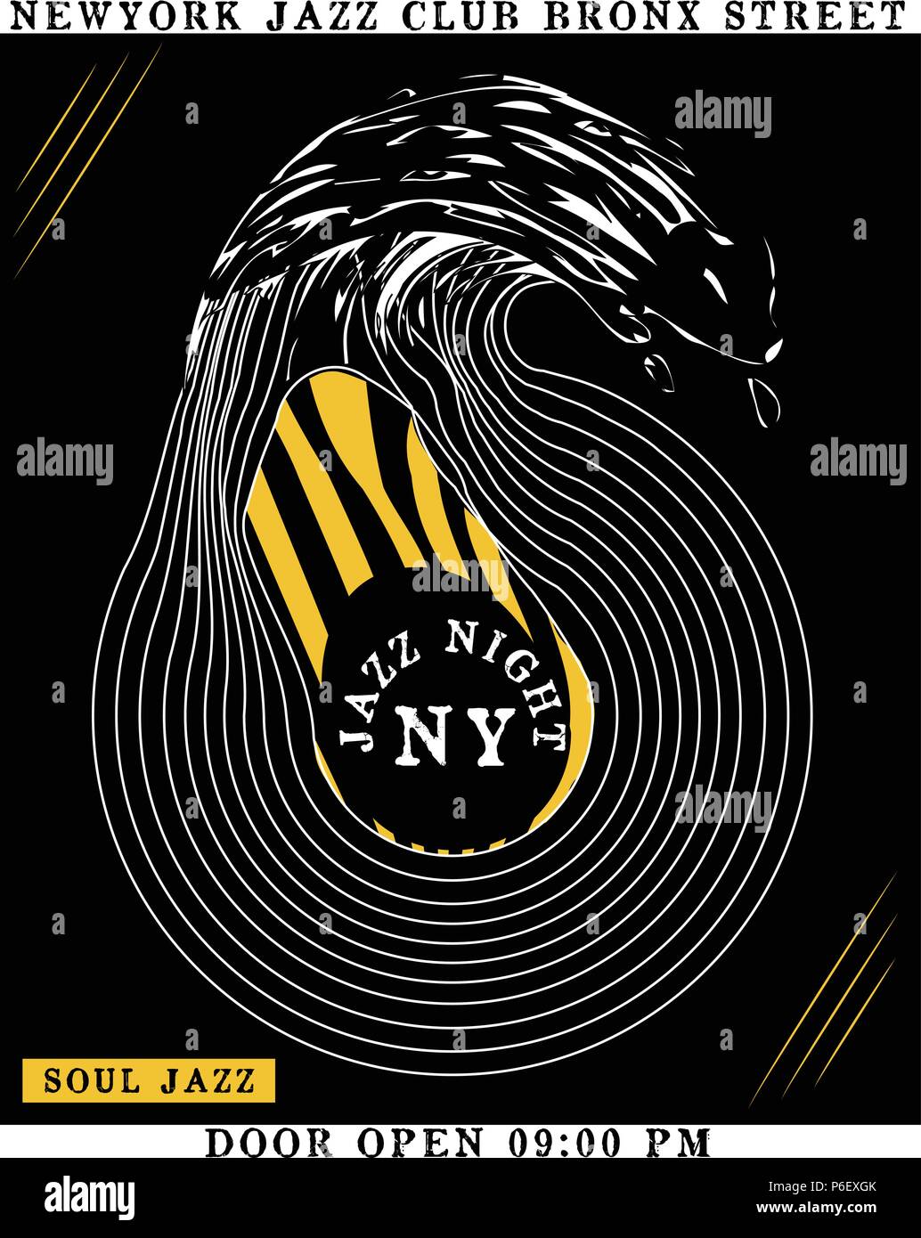 Jazz Club Musik Poster t-Design Stock Vektor