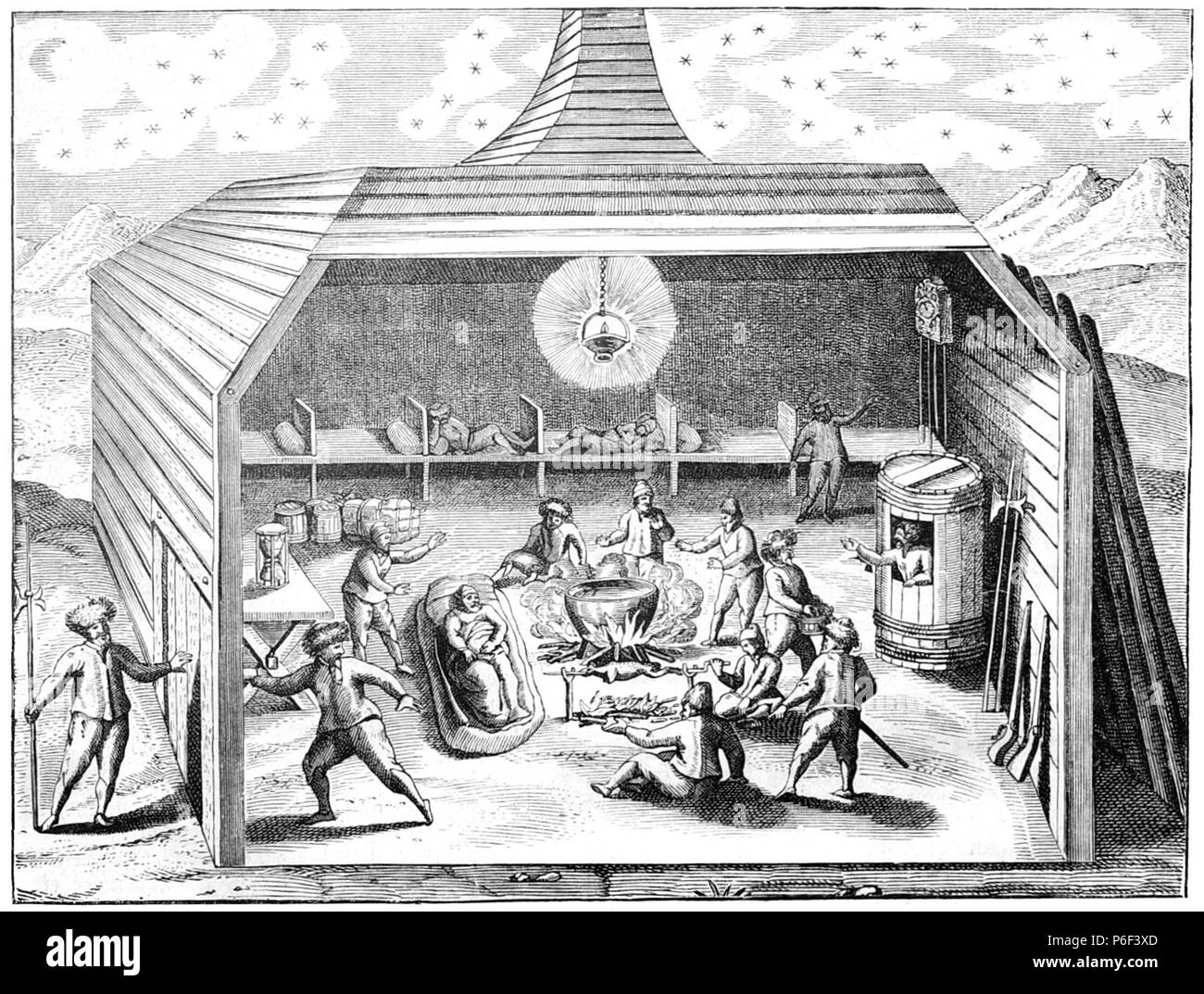 . Gartenlaube sterben. Bild aus Seite 084 in 'Die Gartenlaube'. Bild von Seite 084 der Zeitschrift Die Gartenlaube, 1897. English: Bildunterschrift: "Abbildung des Hauses, in welchem der Seefahrer Barents 1596-97 in Nowaja Semlja überwinterte. Nach einer Zeichnung des Mitreisenden Gerrit de Bier." Englisch: Bildunterschrift: "Abbildung des Hauses, in welchem der Seefahrer Barents 1596-97 in Nowaja Semlja überwinterte. Nach einer Zeichnung des Mitreisenden Gerrit de Bier.'. N/A 33 Gartenlaube (1897) b084 Sterben Stockfoto