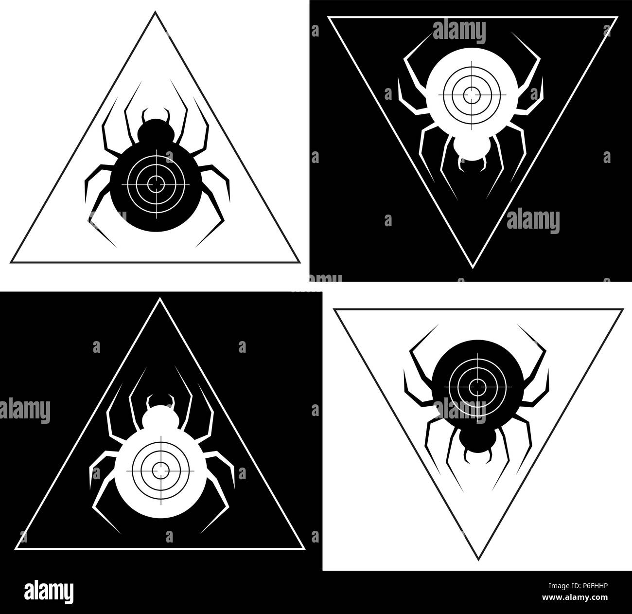 Spinne in eine dreieckige Rahmen spider minimalistischen Logo Stock Vektor