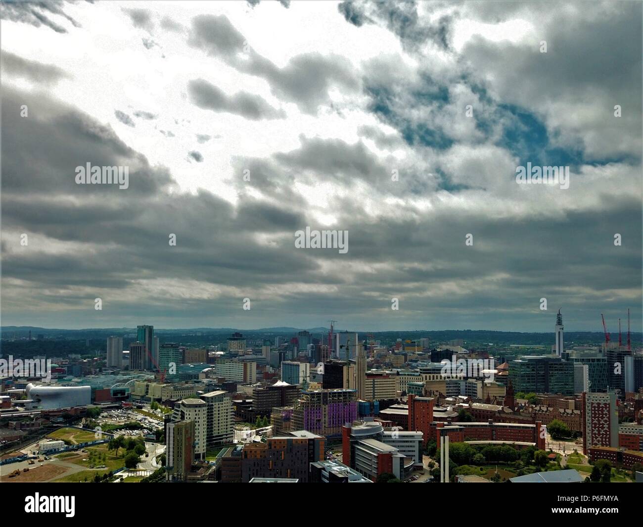 Birmingham England Luftaufnahmen, Skyline drone Foto Stockfoto