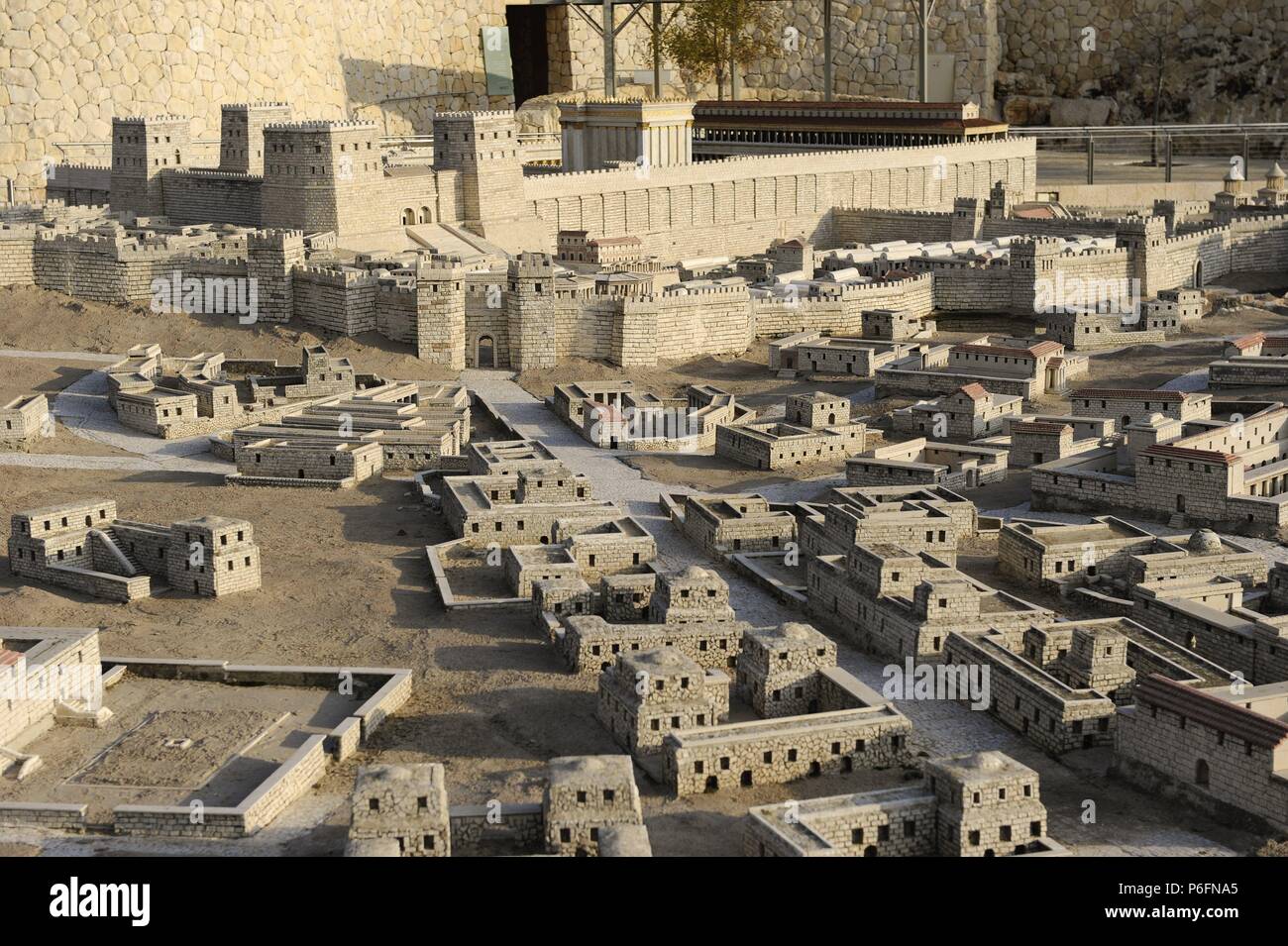 Modell der Stadt Jerusalem und der so genannten zweiten Tempels 70 n. Chr. von den Römern zerstört. Israel. Skalieren Sie, 01:50. Stockfoto