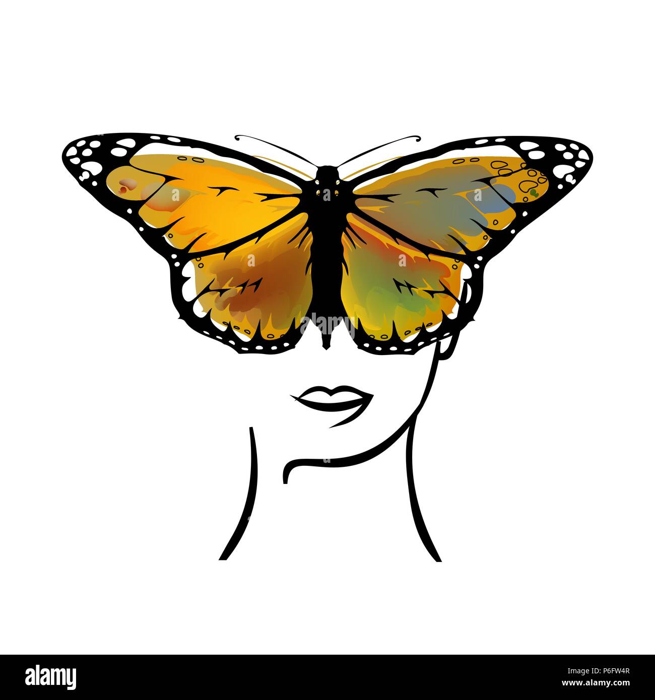 Monarch Butterfly mit offenen Flügeln set top Aussicht Stock Vektor