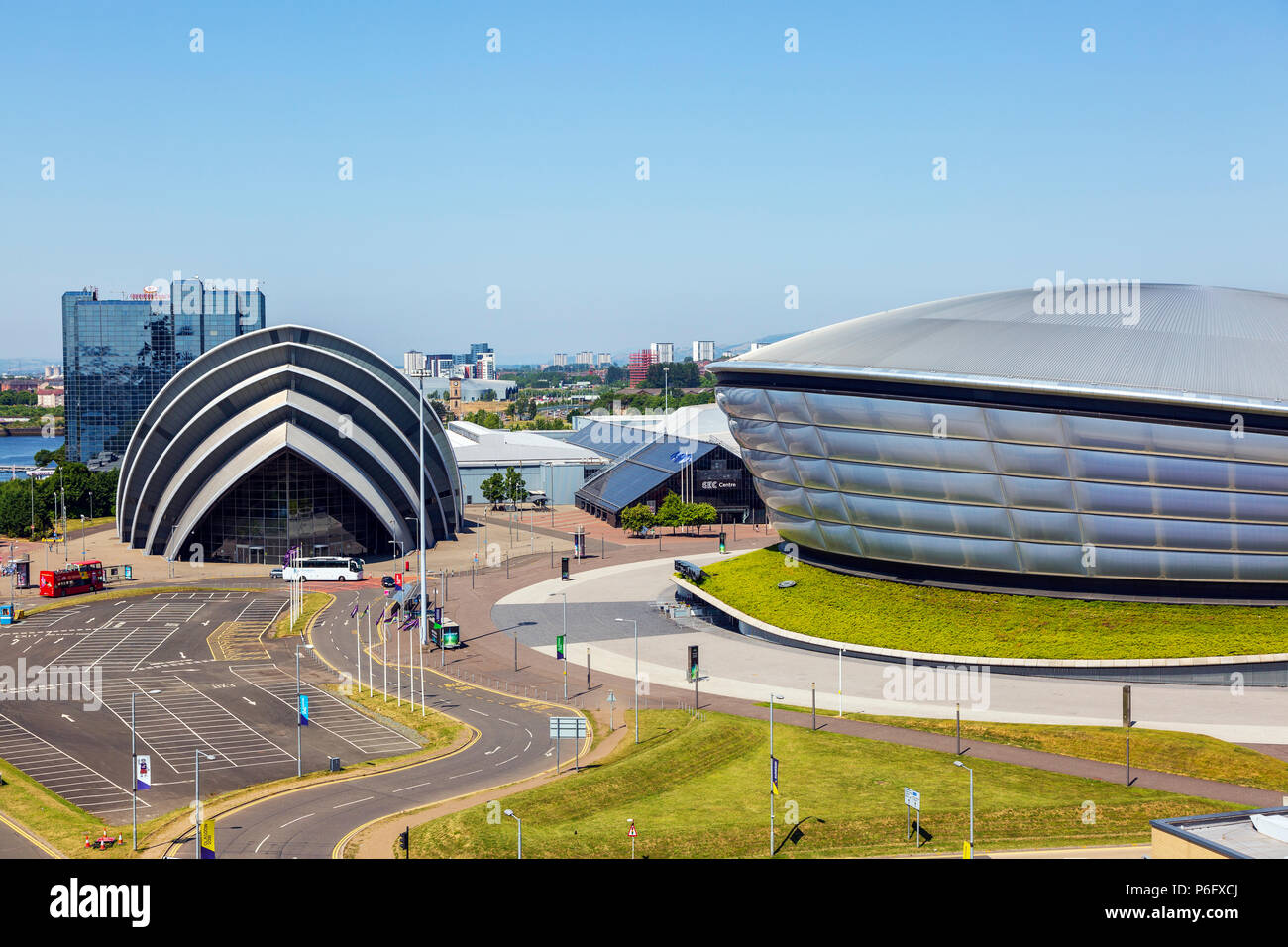 Das schottische Ausstellungs- und Konferenzzentrum SECC, wie das Gürteltier und der Hydro Konzerthalle, Anderston, Glasgow, Schottland bekannt Stockfoto