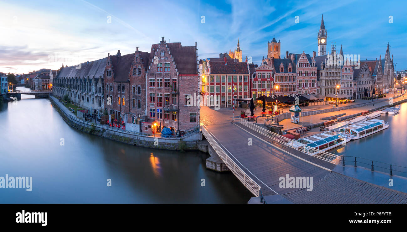 Kai Graslei am Morgen, Gent, Belgien Stockfoto