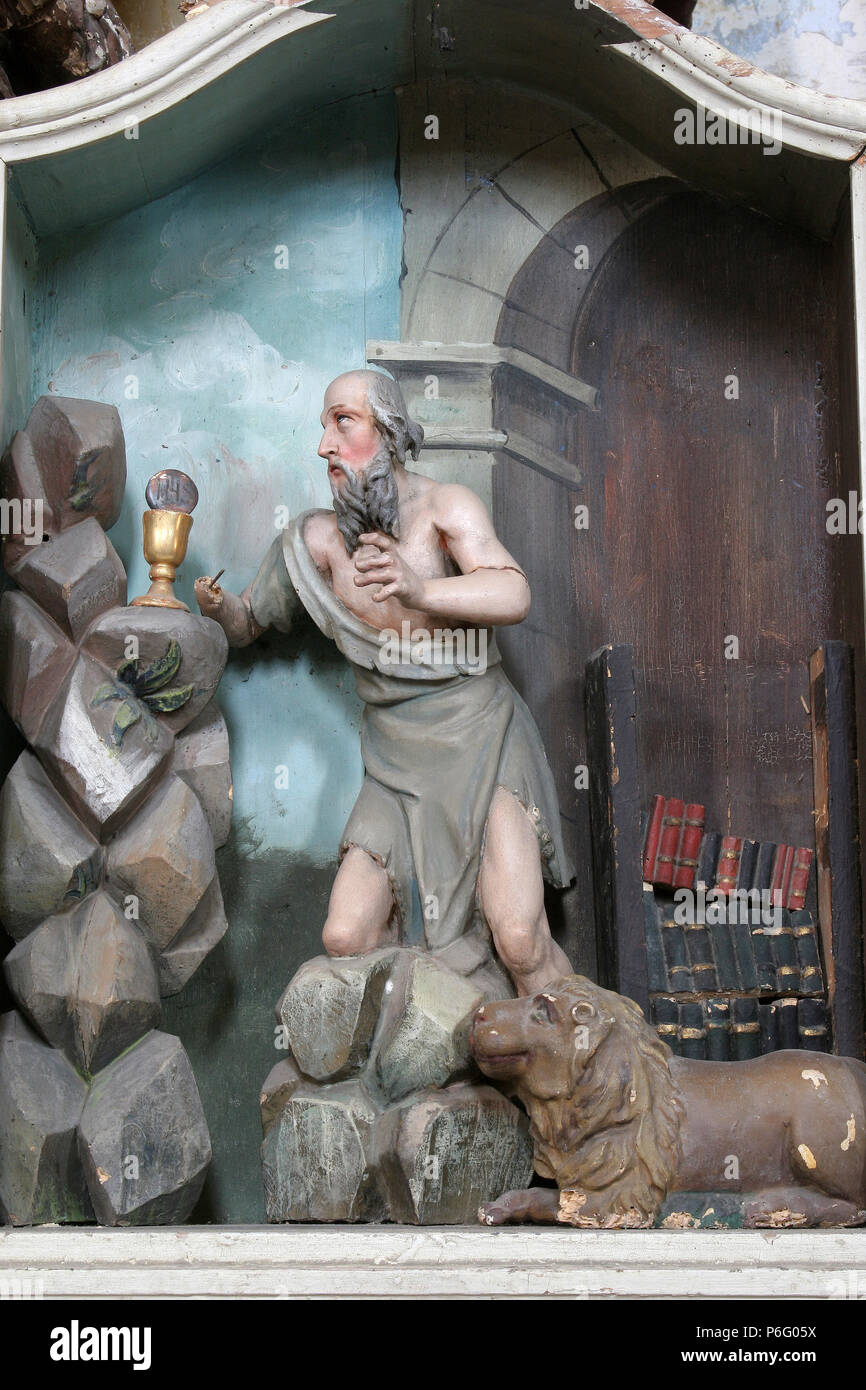 Der hl. Hieronymus in der Höhle von Bethlehem, Statue des Hl