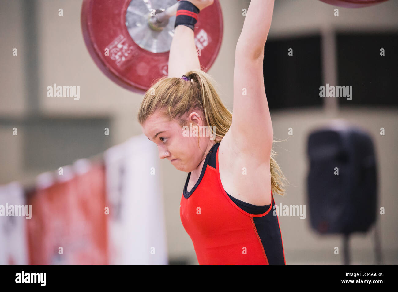 Frau Gewichtheben Wettbewerb Stockfoto