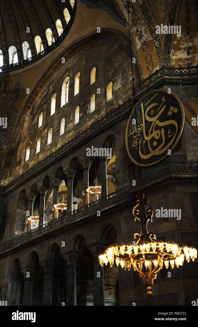 Turkei. Istanbul. Hagia Sophia. Innenraum. Stockfoto