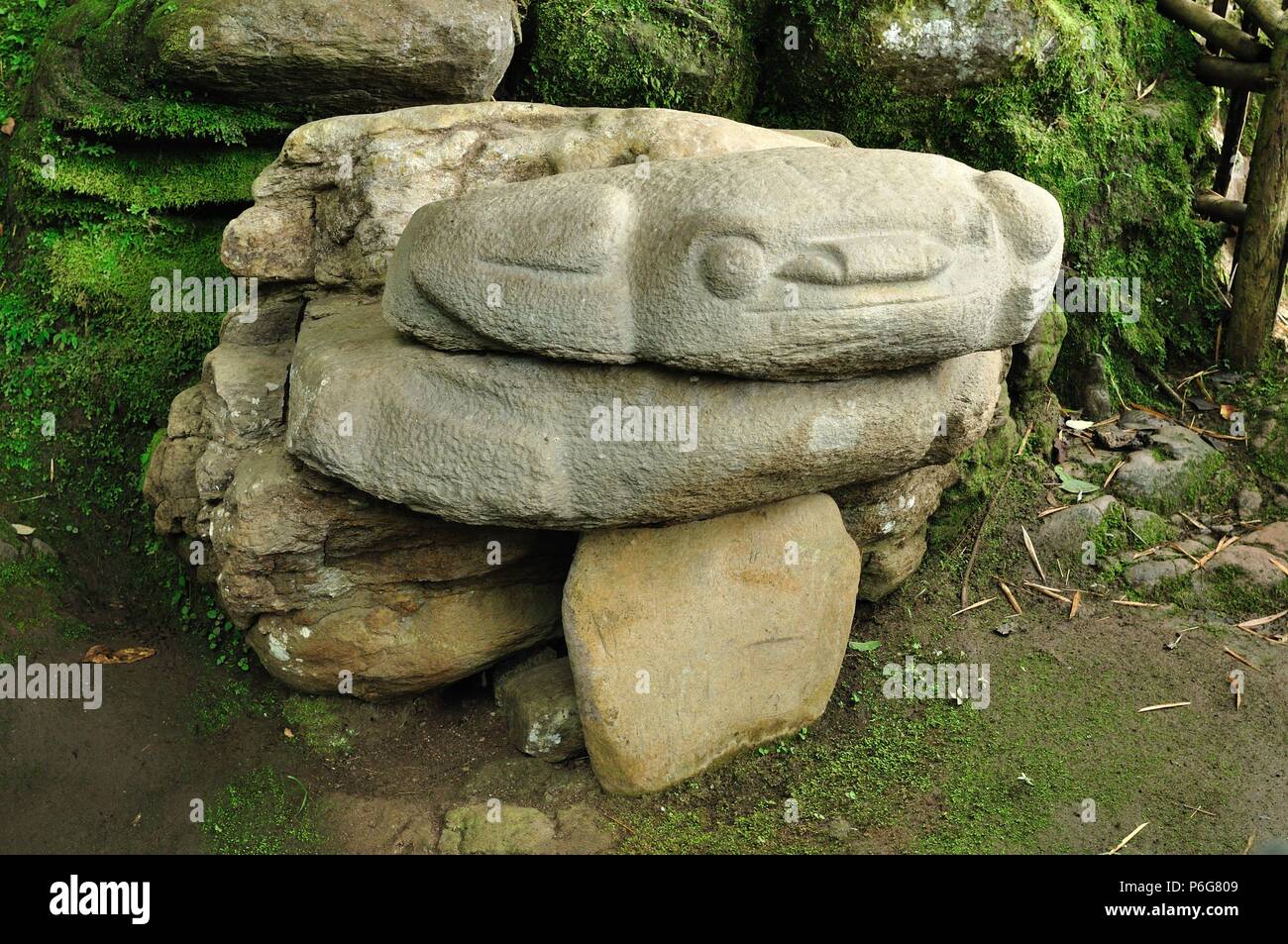 Frosch - Archäologischer Park von San Agustin. Departement Huila. Kolumbien. Stockfoto