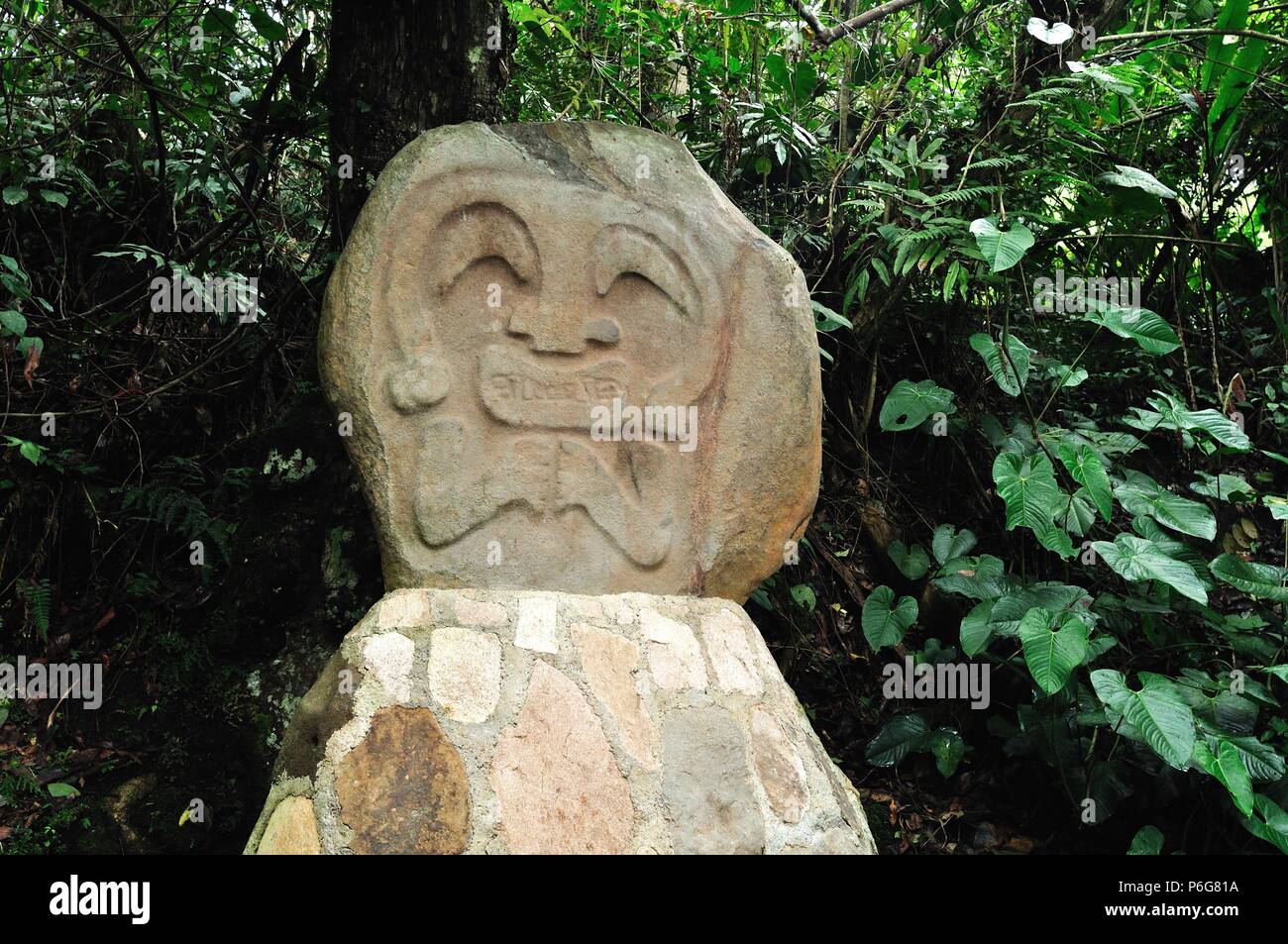 Bosque de Las Estatuas-Archäologischen Park in SAN AGUSTIN. Departement Huila. Kolumbien. Stockfoto