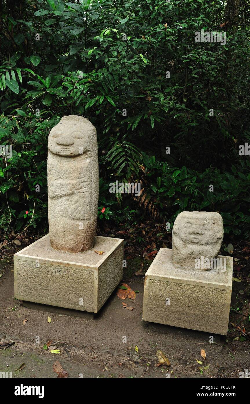 Bosque de Las Estatuas-Archäologischen Park in SAN AGUSTIN. Departement Huila. Kolumbien. Stockfoto