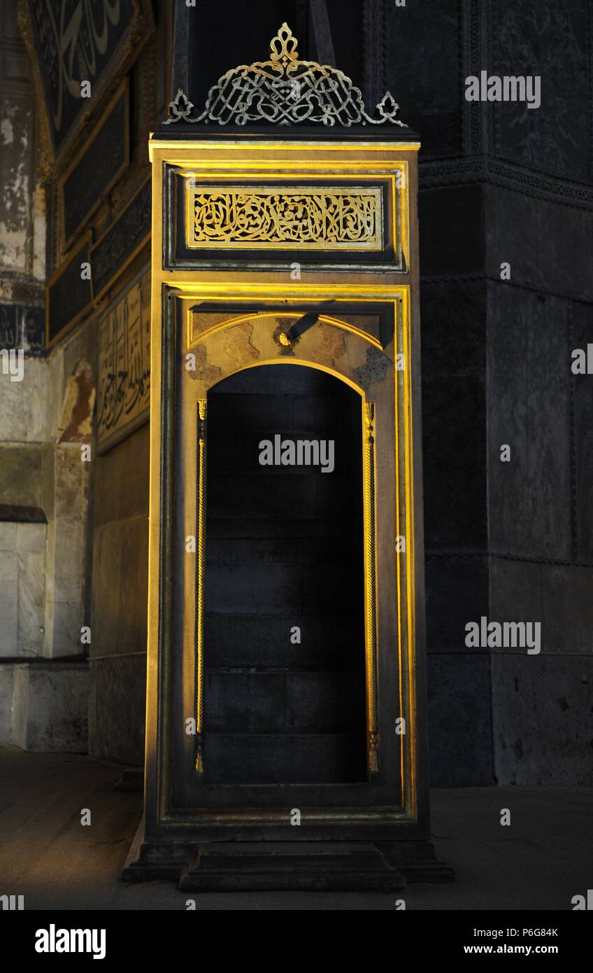 Turkei. Istanbul. Hagia Sophia. Minbar. Stockfoto