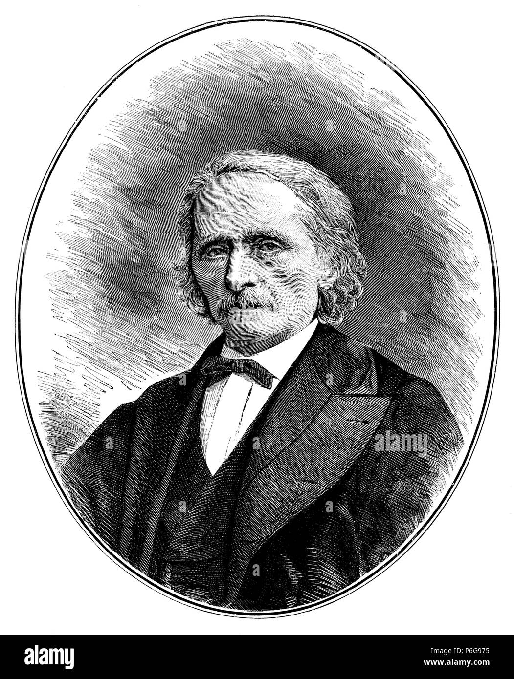 Cesare Cantú (1804-1895), Historiador y político Italiano. Grabado de 1879. Stockfoto