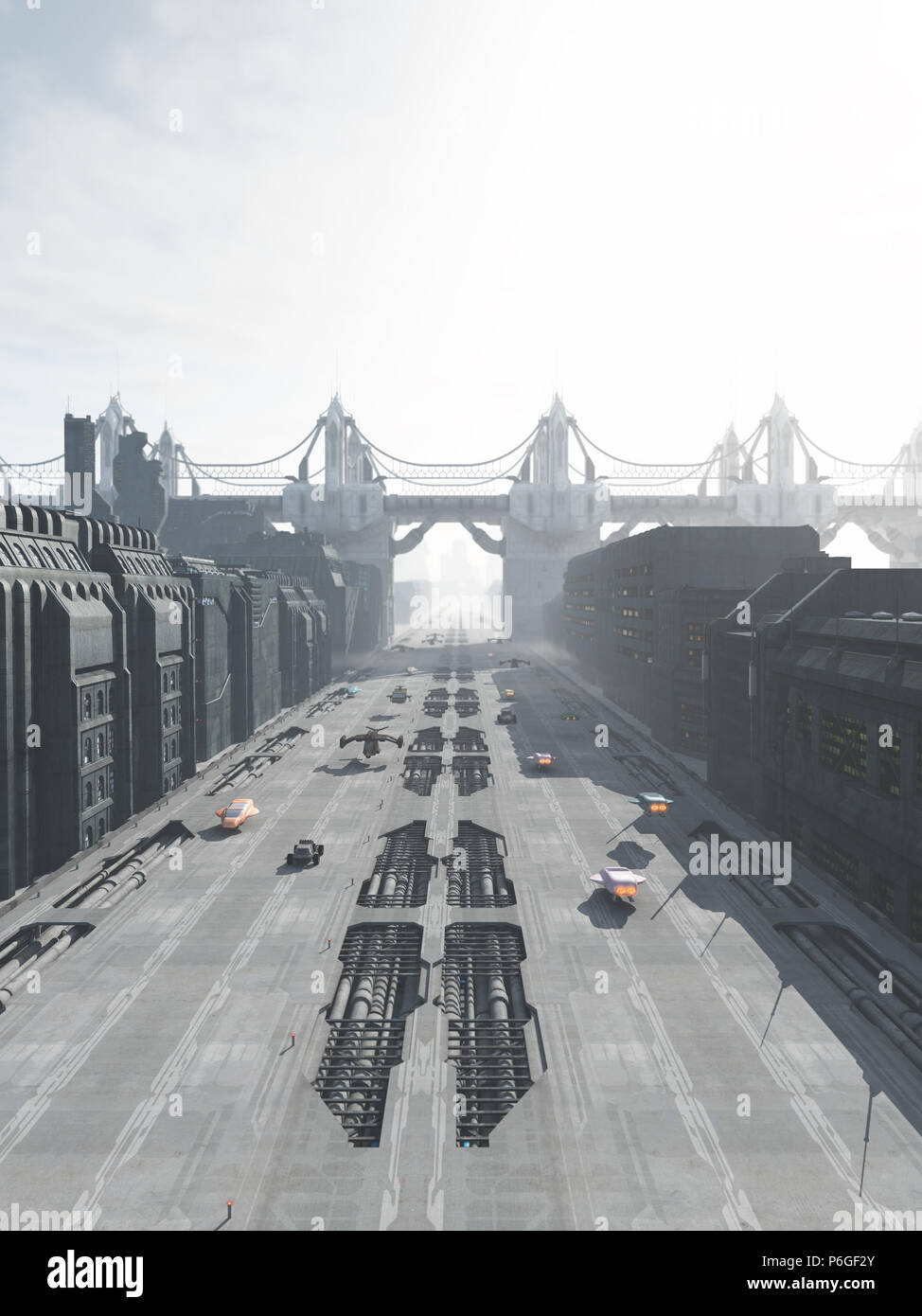 Zukünftige Stadt Straße und Brücke Stockfoto