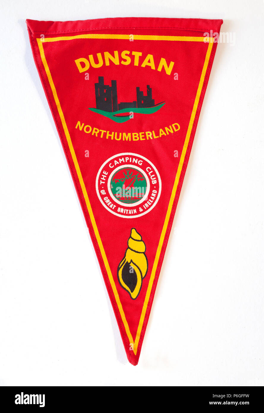 Alte Vintage British Camping Flagge oder einen besonderen Wimpel, Dunstan Northumberland Stockfoto