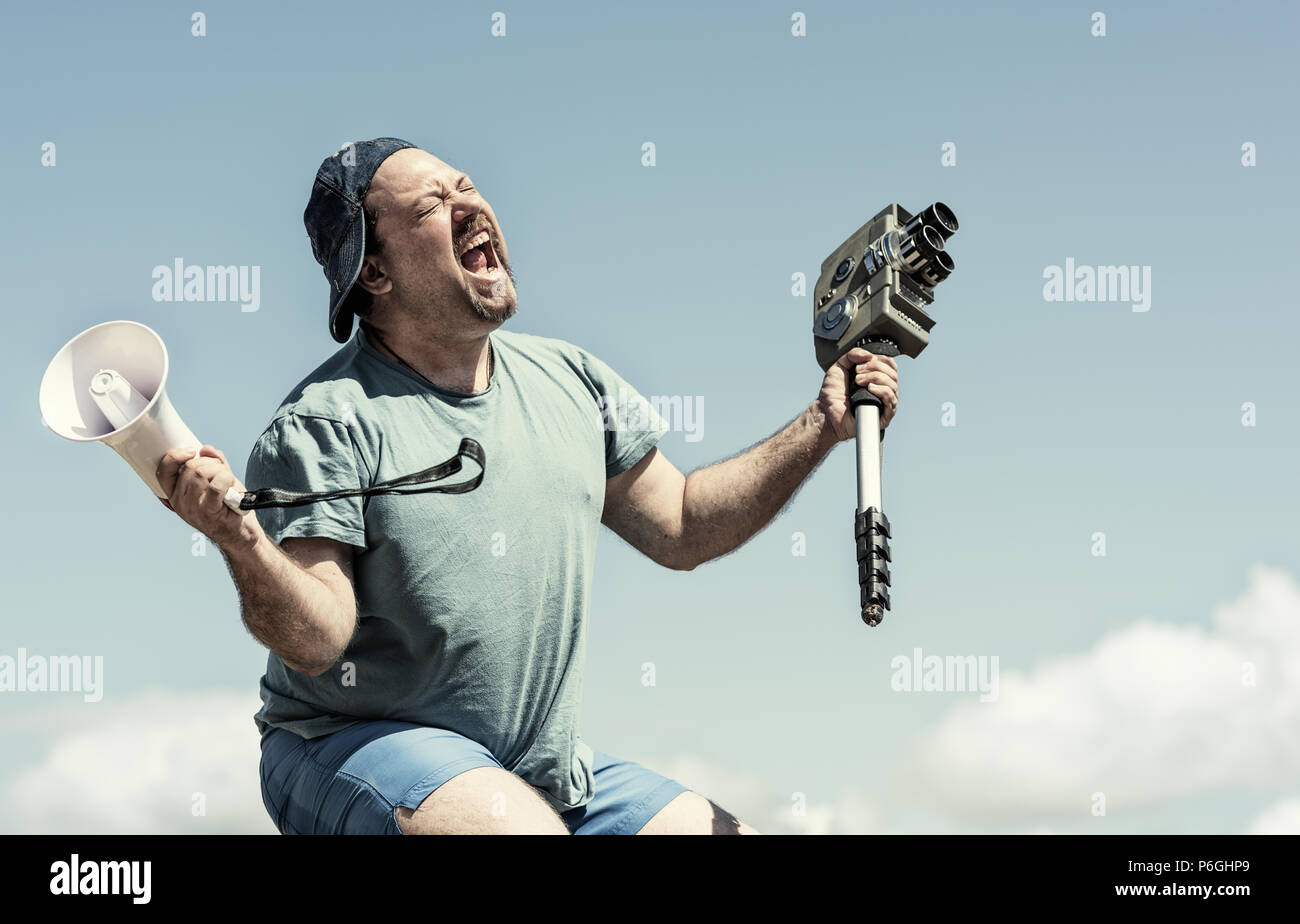 Crazy movie Director. Stockfoto