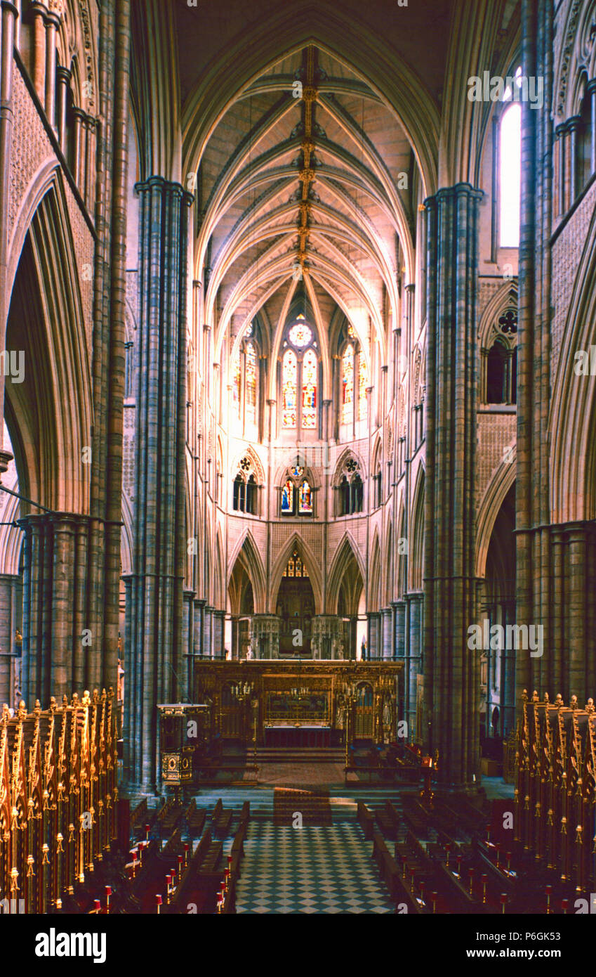 Sanctuary und Chor, Westminster Abbey, London, England Stockfoto