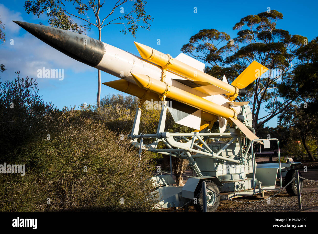 Thunderbird AA Raketen, Woomera Rocket Range Freilichtmuseum, Australien Stockfoto