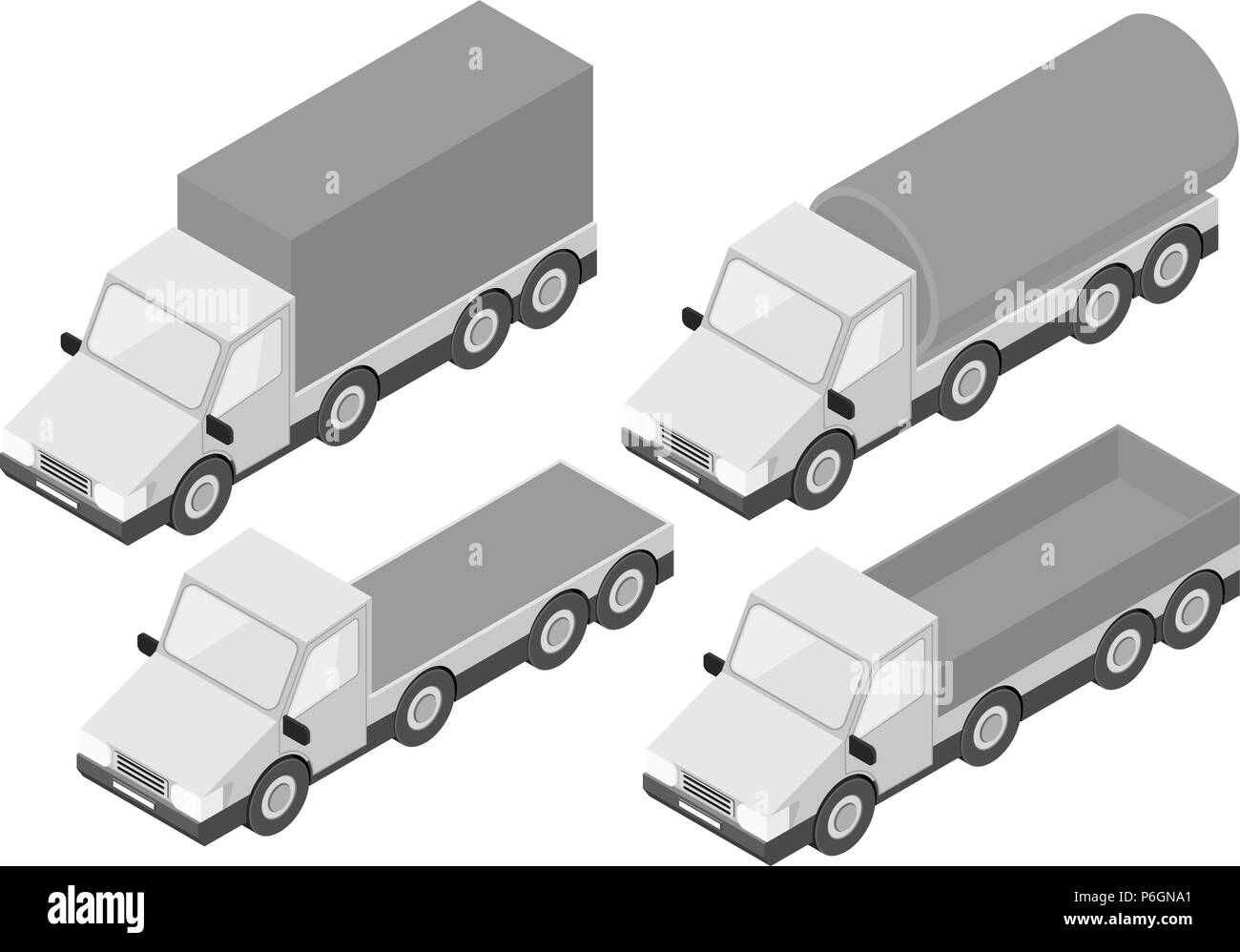 Nutzfahrzeuge. Sammlung von grauen isometrische Fahrzeuge Stock Vektor