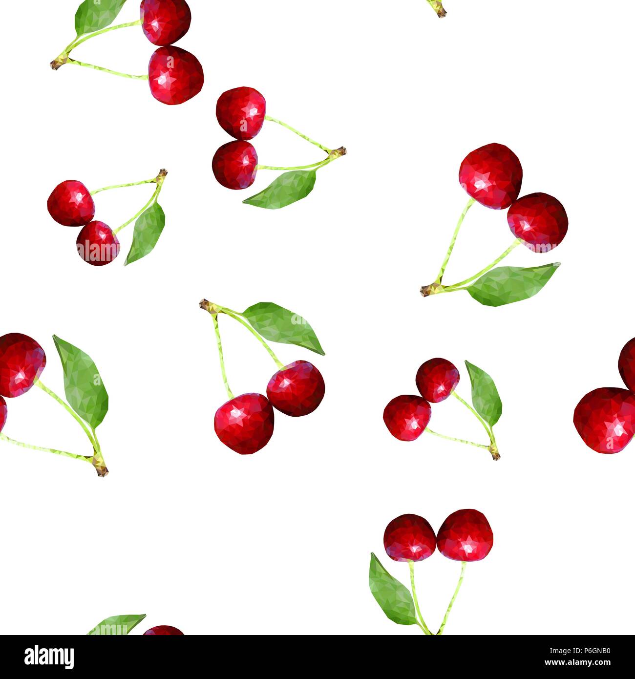 Kirschen. Nahtlose Muster. Polygonale Vector Illustration Stock Vektor
