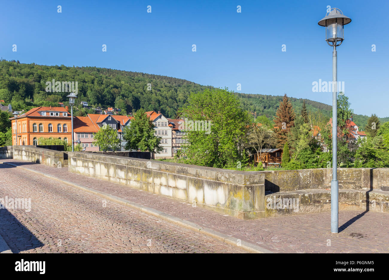 Brücke über die Werra in Hannoversch munden, Deutschland Stockfoto