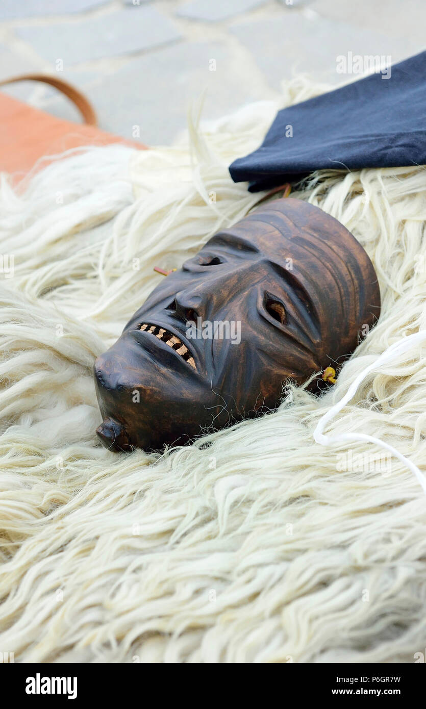 Alte Karneval Maske von 1800, Ottana, Sardinien Stockfoto