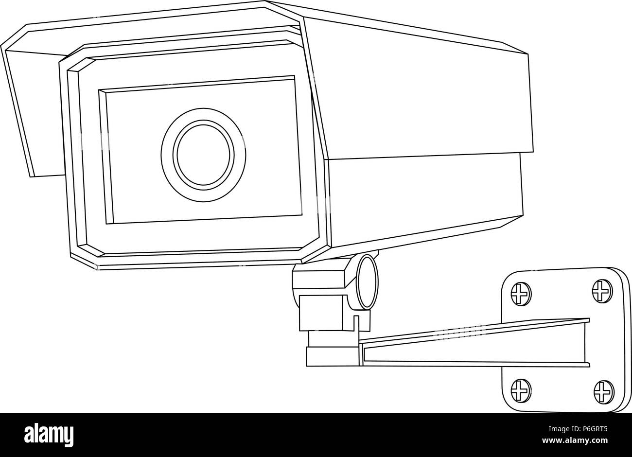 CCTV-Kamera. Strichzeichnung Stock Vektor