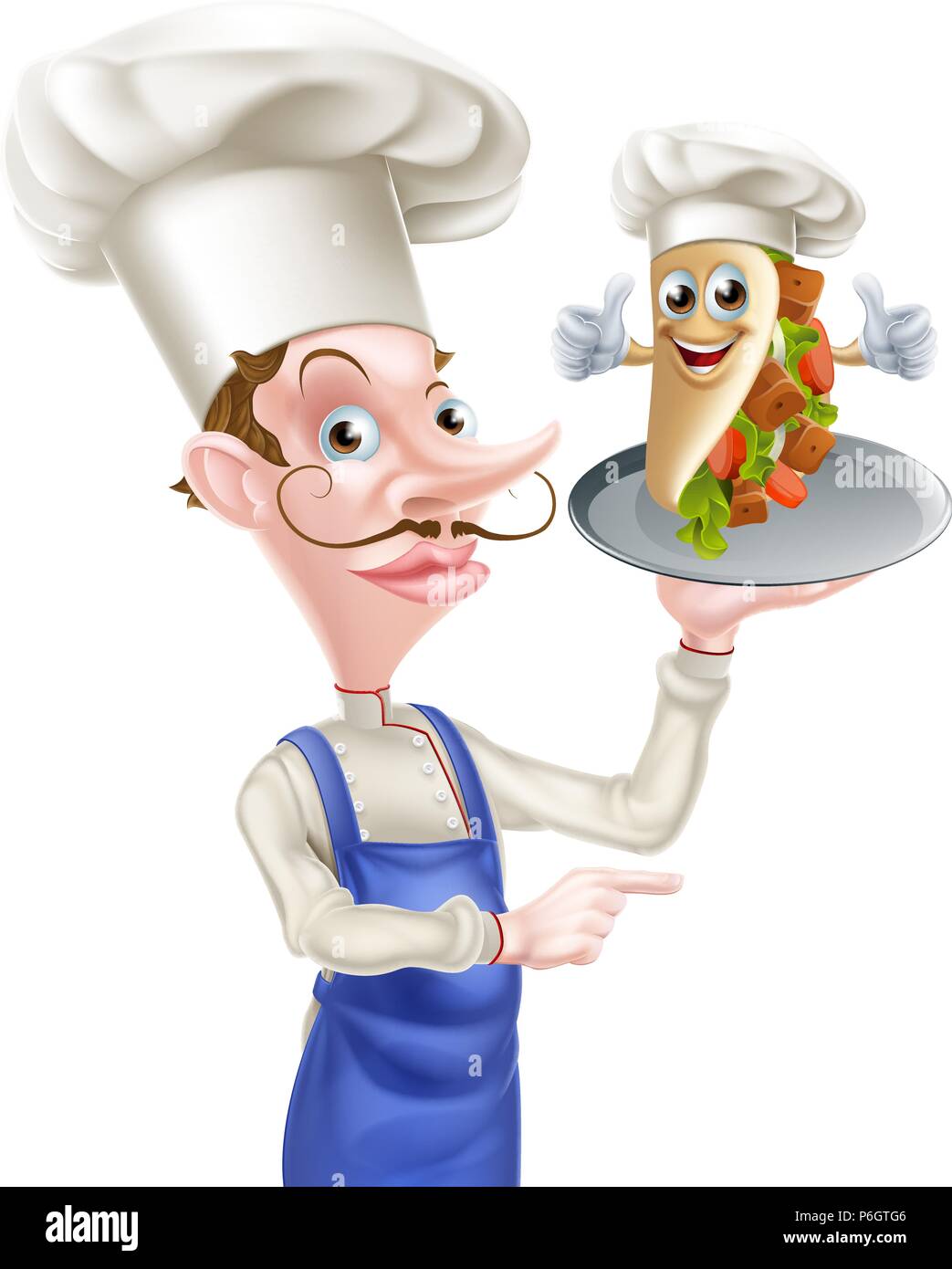 Cartoon Küchenchef und Kebab Stock Vektor