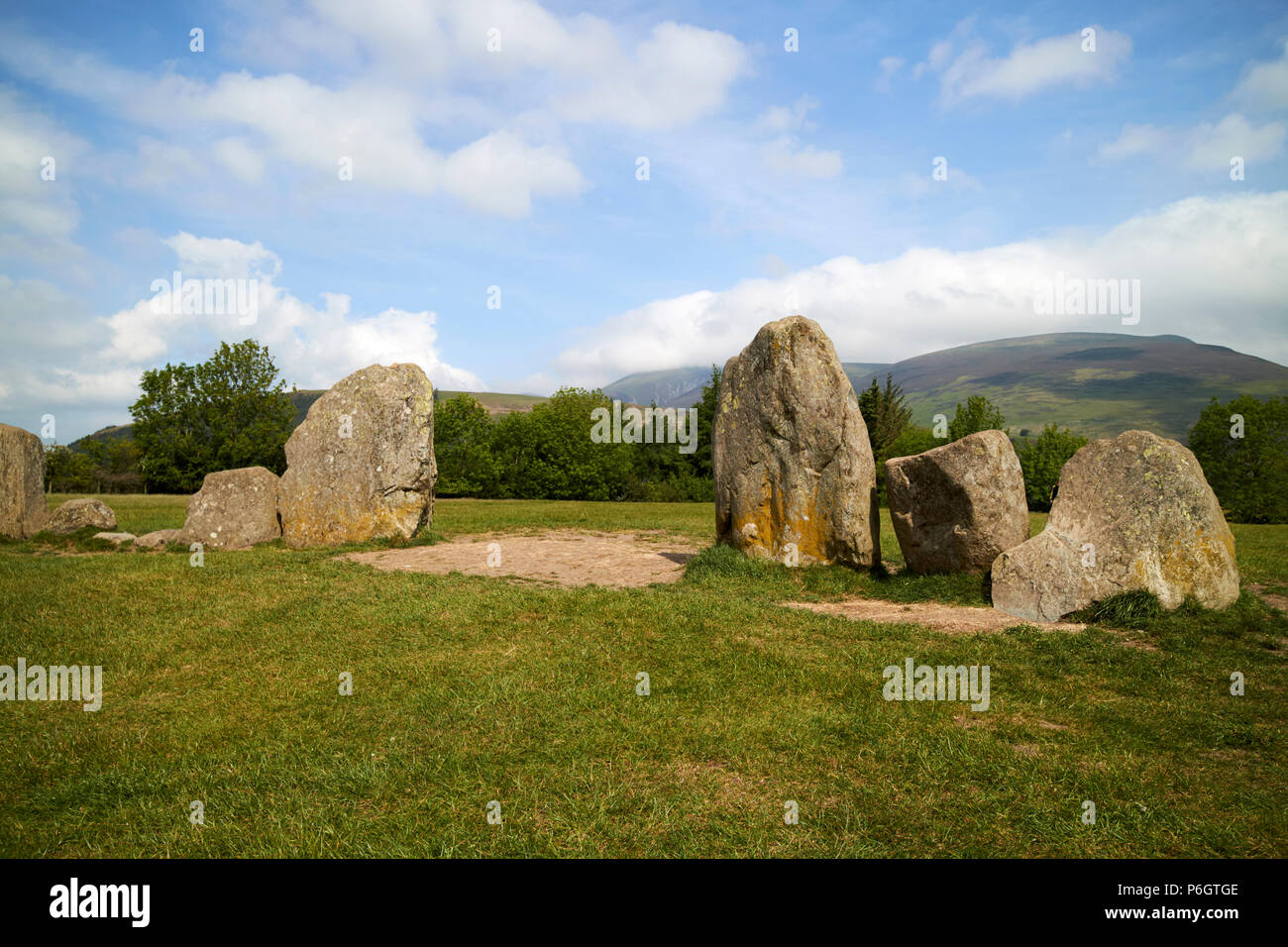 Eingang mit Steinen Castlerigg Steinkreis cumbria England Großbritannien Stockfoto