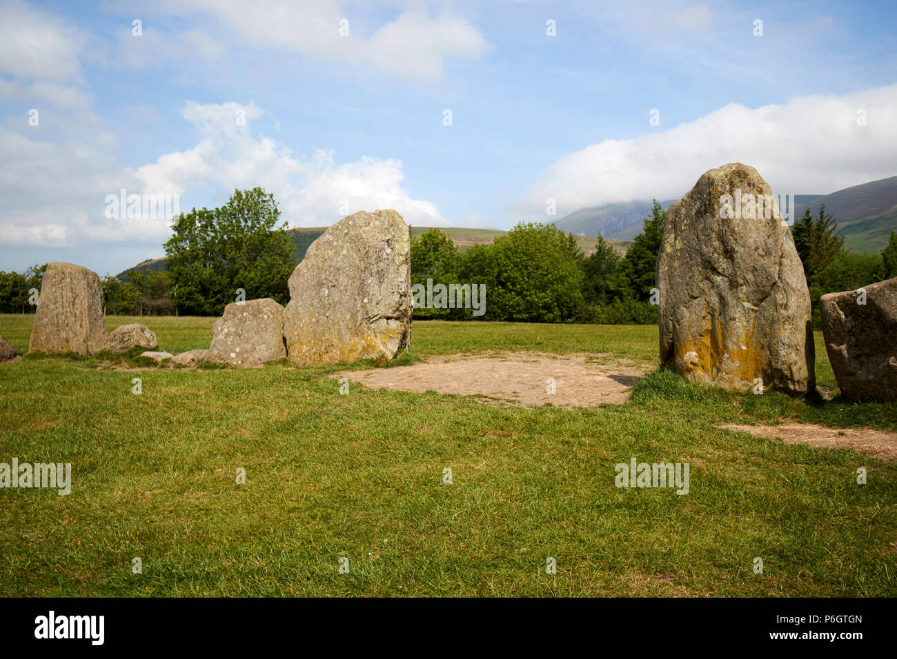 Eingang mit Steinen Castlerigg Steinkreis cumbria England Großbritannien Stockfoto