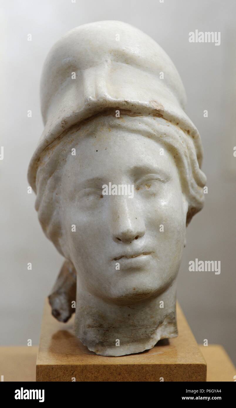 Römische Zeit. Kopf der Athene. Marmor. Von Khirbet el-Mefjer, Jerico. 3. Jahrhundert n. Rockefeller Archäologischen Museum. Jerusalem. Israel. Stockfoto