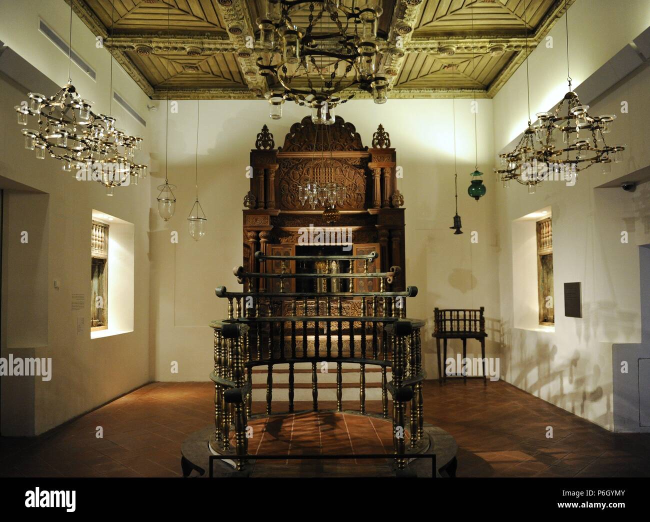 Judentum. Synagoge von Kadavumbagam in der Stadt von Cochin, Indien. Im