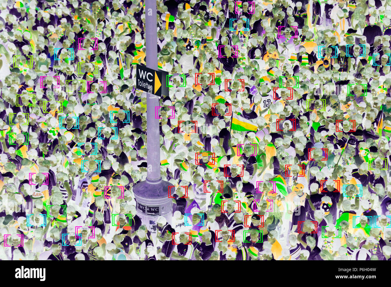 Gesichtserkennung, Überwachung, Kamerabild, Face tracking, symbolische Bild, Stockfoto