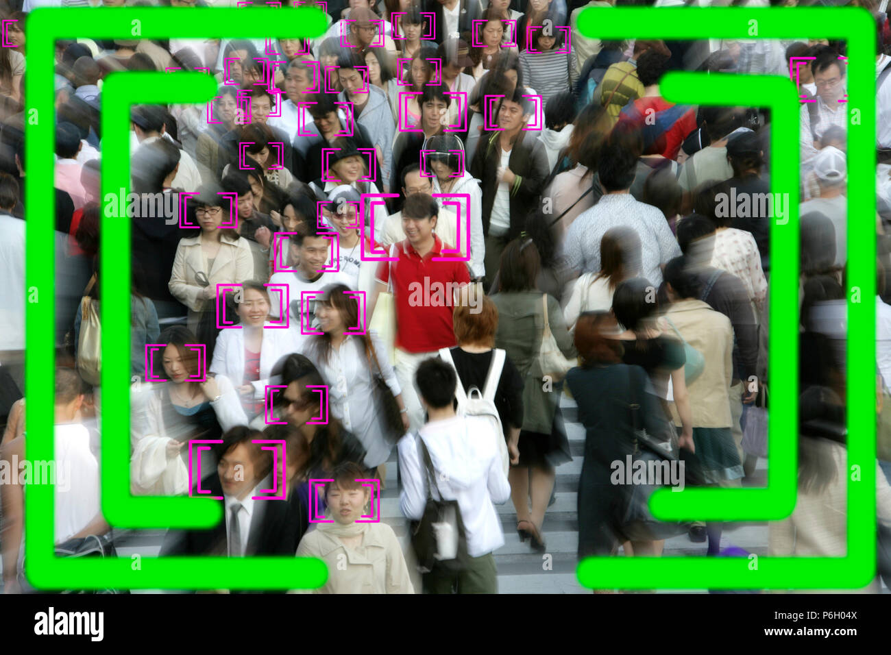 Gesichtserkennung, Überwachung, Kamerabild, Face tracking, symbolische Bild, Stockfoto