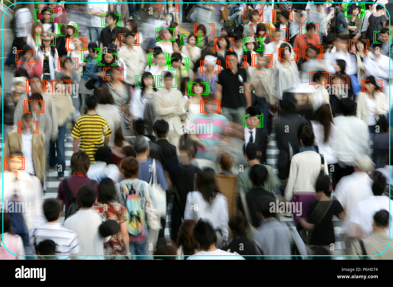 Gesichtserkennung, Überwachung, Kamerabild, Face tracking, symbolische Bild, Stockfoto