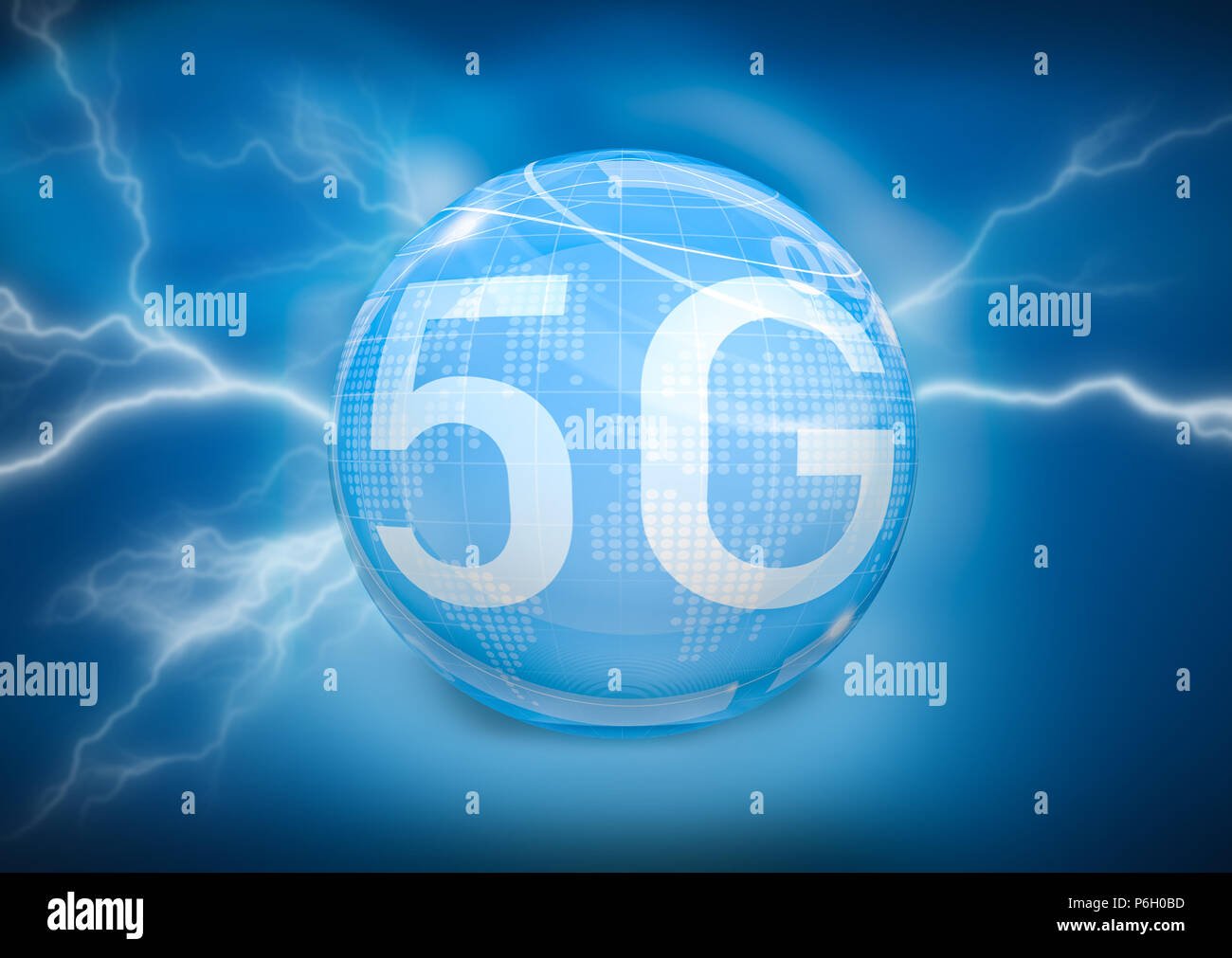 5G Symbol auf digitalen Hintergrund Stockfoto
