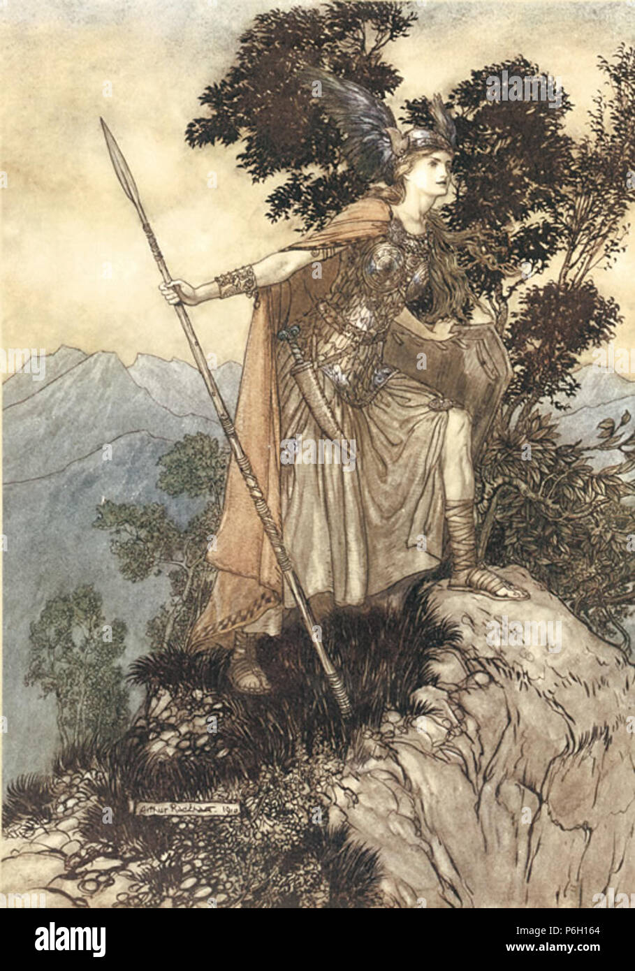 . Englisch: Brünnhilde die Walküre. Illustration zu Richard Wagners Die Walküre. 1910 71 Ring 22. Stockfoto