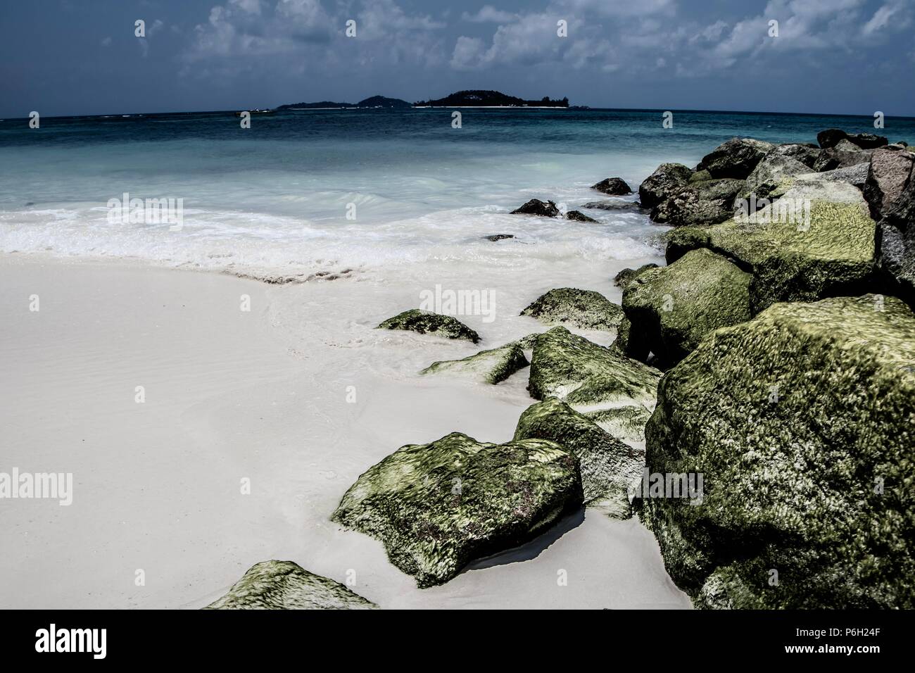 Strand von Praslin, Seychellen, Afrika Stockfoto