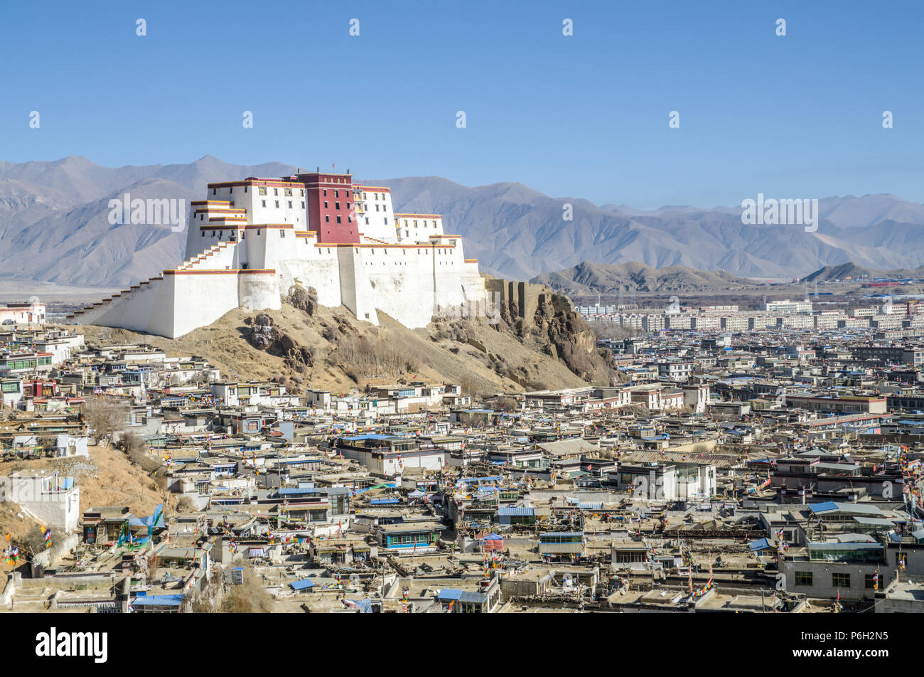 Shigatse Dzong (samdruptse Dzong), Shigatse, Tibet Stockfoto