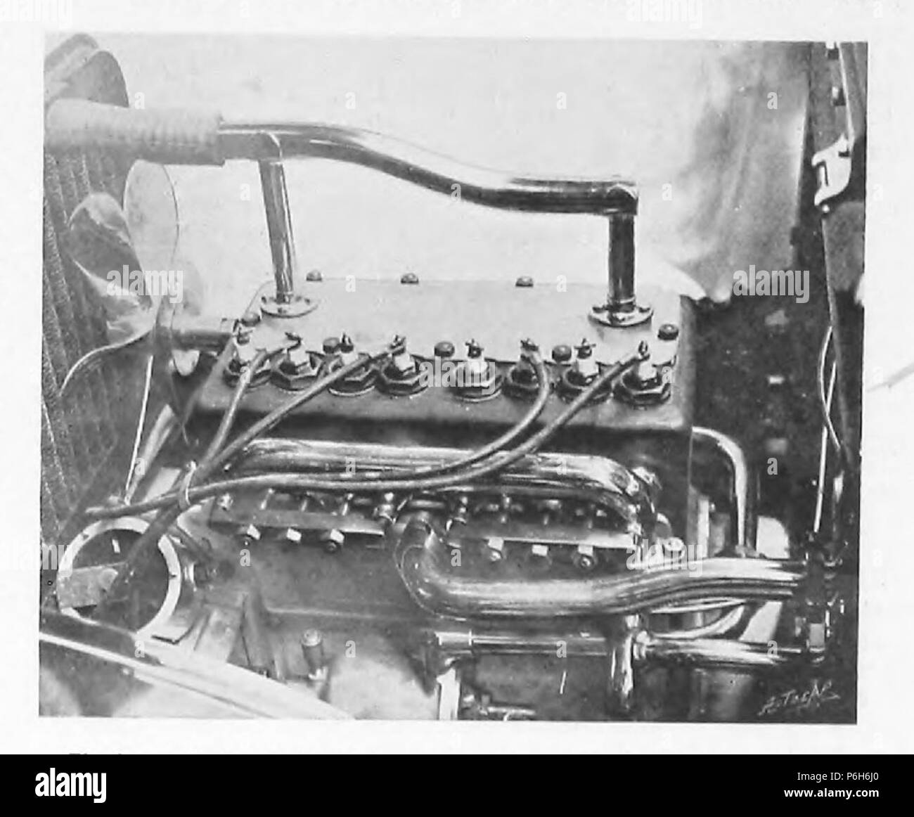 1905 Rover 10-12 hp 4-Zylinder Motor. Stockfoto