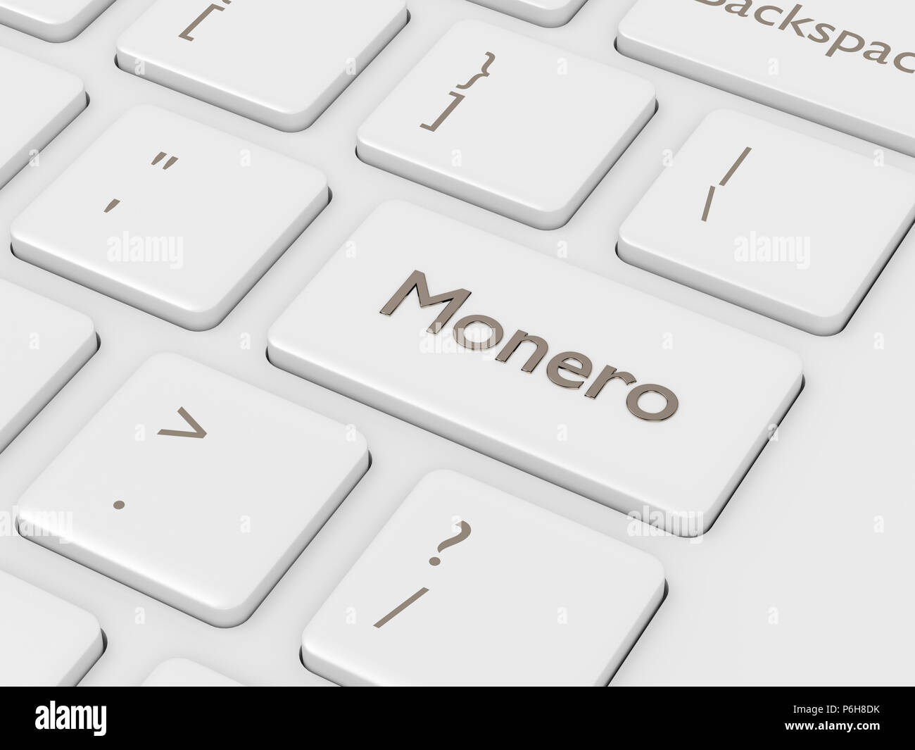 3D-Render von Computer Tastatur mit Monero drücken. Cryptocurrencies Konzept. Stockfoto