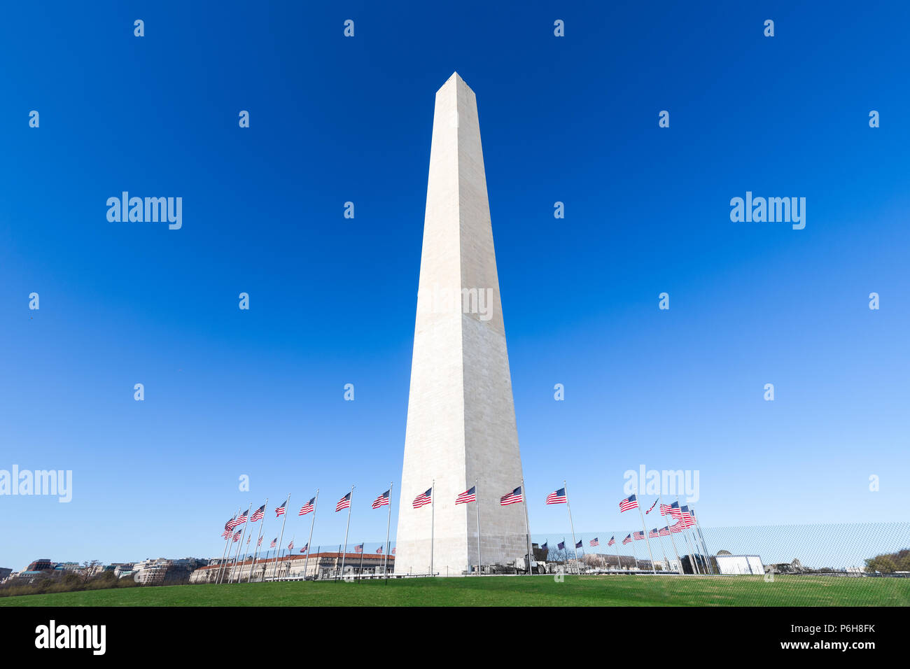Washington Monument an der National Mall mit klarem, blauem Himmel, Washington DC, USA Stockfoto