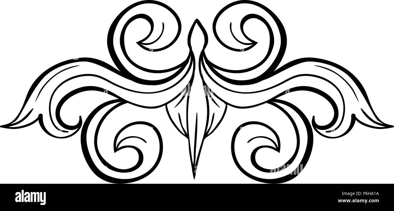 Schwarze Hand gezeichnet Isolierte griechische, byzantinische und römische  Vintage floral Kopfschmuck. Dekoration oder weben Anlage Ornament in  Barock- oder im viktorianischen Stil. Royal Verzierung mit Blatt, Luxus  vignet Element Stock-Vektorgrafik
