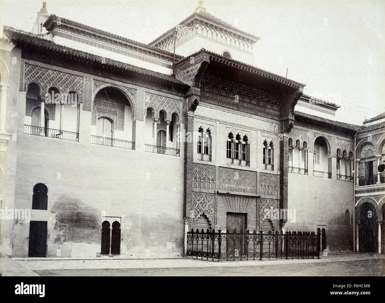 Sevilla, Alcázar, Portada del Palacio de Pedro I. Stockfoto