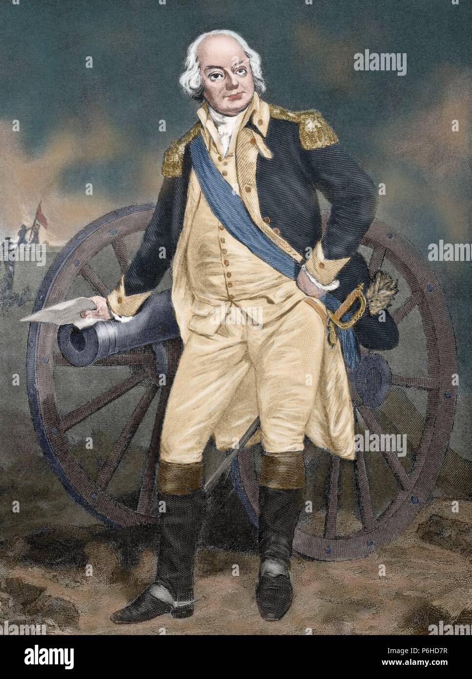 Benjamin Lincoln (1733-1810). Amerikanischer Offizier. Gravur. des 19. Jahrhunderts. Farbige. Stockfoto